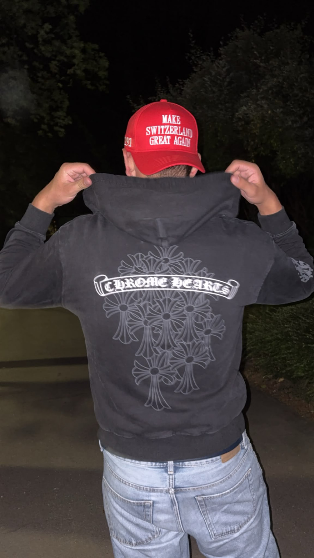 Back view of the red Make Switzerland Great Again 1291 cap