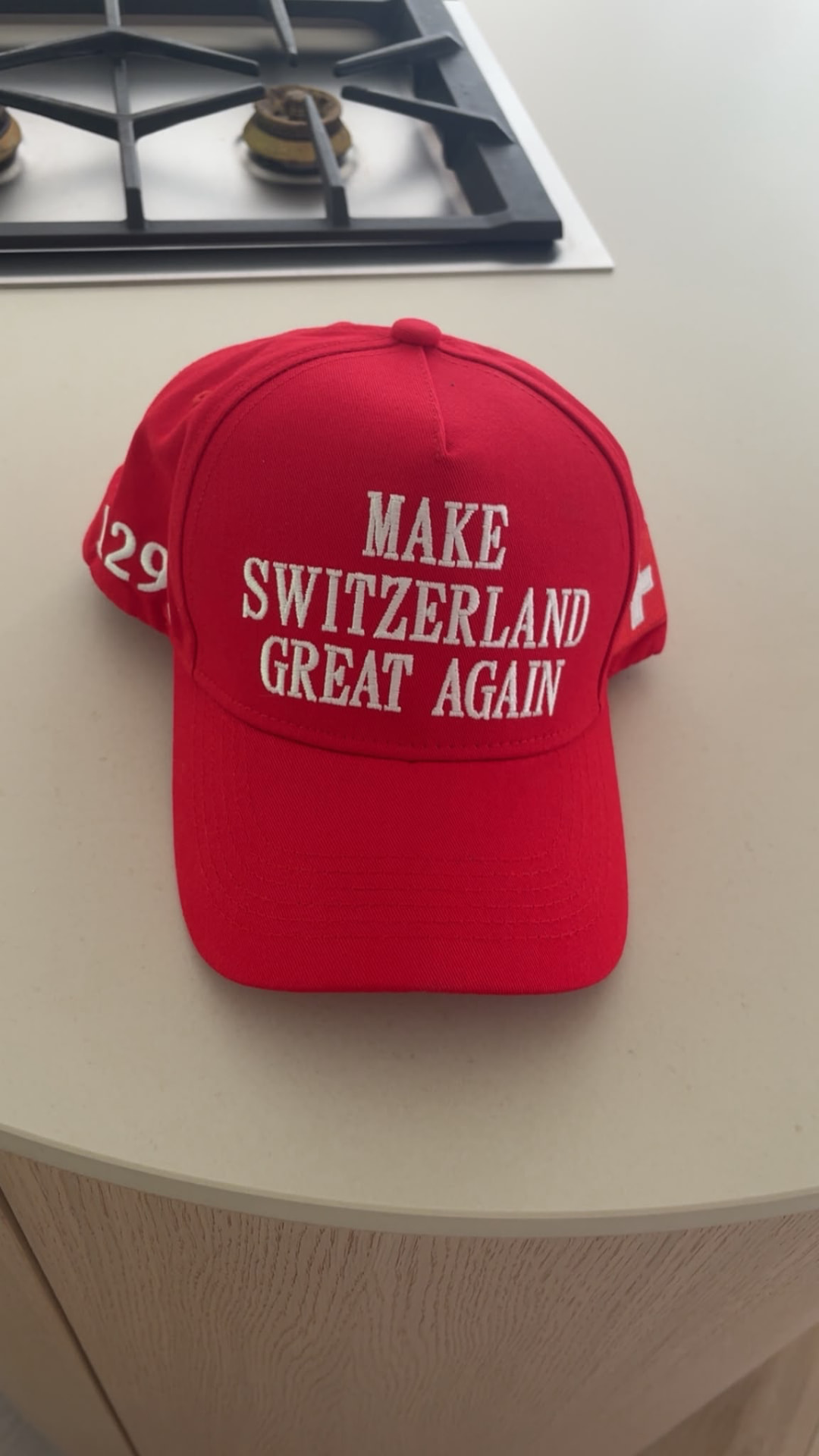 Customer photo of the cap on a kitchen table